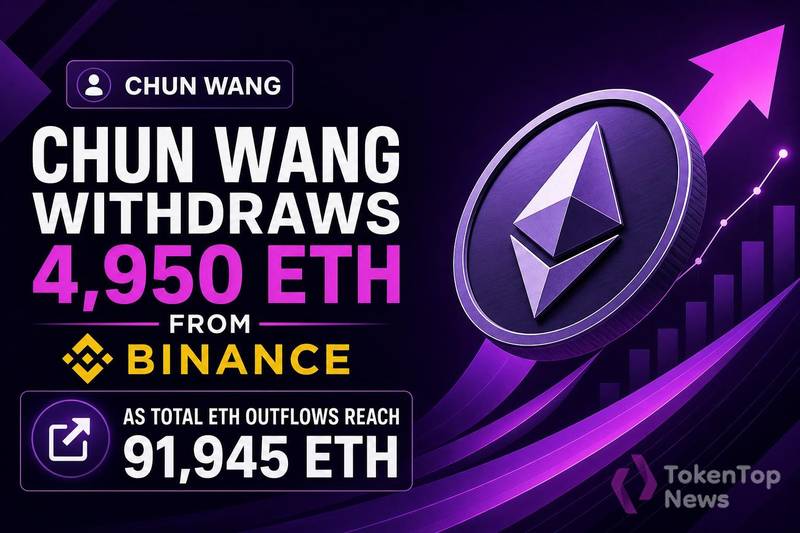 Chun Wang Withdraws 4,950 ETH From Binance as Total ETH Outflows Reach 91,945