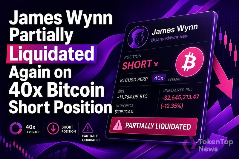 James Wynn Partially Liquidated Again on 40x Bitcoin Short Position
