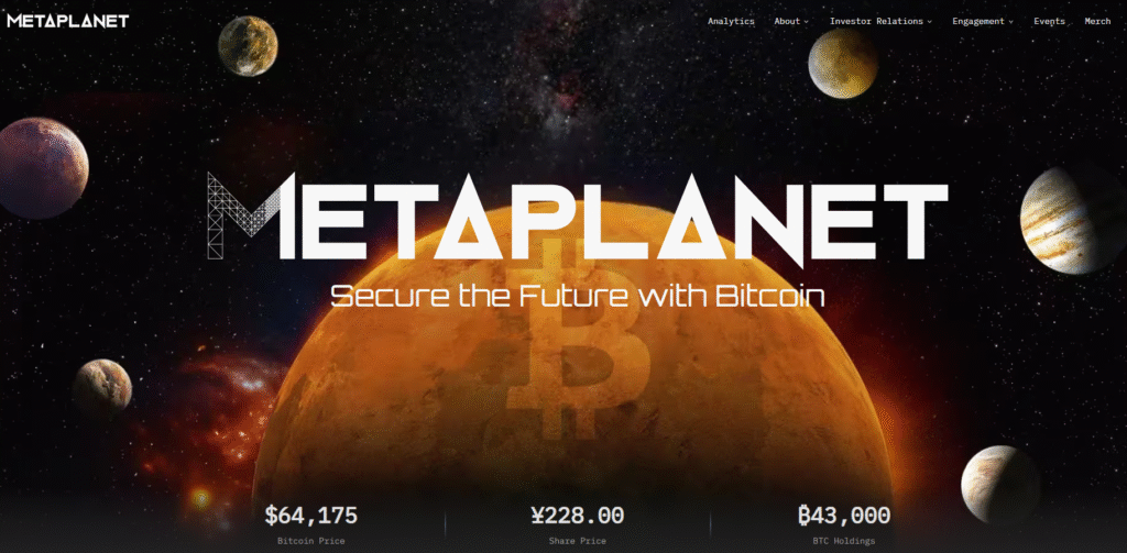 Metaplanet public website, captured July 31, 2026.