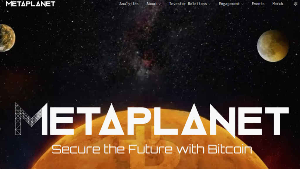 Metaplanet public website, captured July 31, 2026. Its displayed BTC balance is a company claim that must still be reconciled with the latest filing before publication.