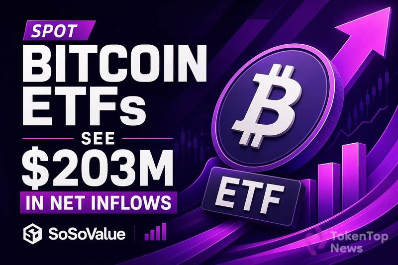 Spot Bitcoin ETFs See $203M in Net Inflows, SoSoValue Shows