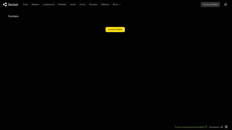 Decibel Portfolio page before wallet connection